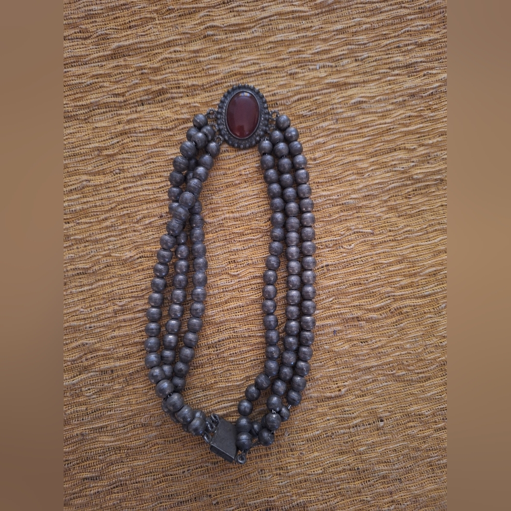 Vintage Mexican heavy in weight/silver necklace TL-92 925 Taxco/ carnelian Stone